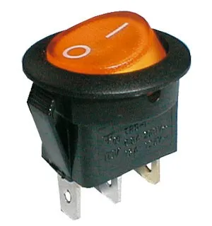 Comutator basculant 2pol./3pin ON-OFF 250V / 6A (rotunjit) - galben transparent