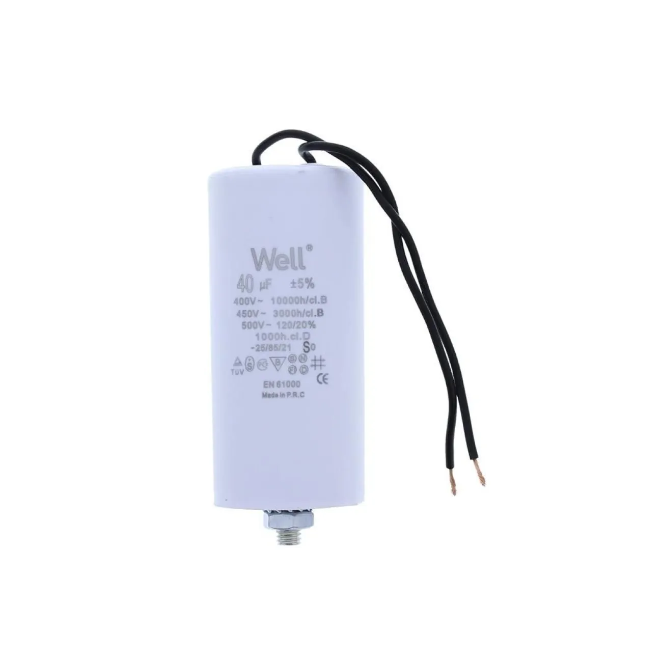 Condensator pornire motor 400V 40uF cu fir, Well