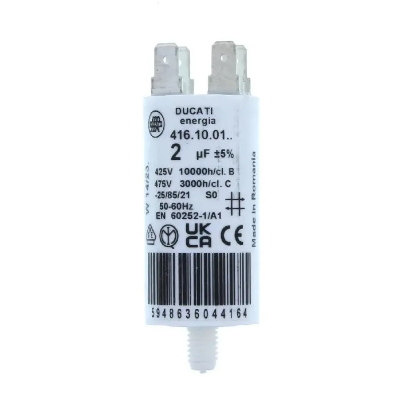 Condensator pornire motor 425V 2uF cu pin, Ducati Energia 416100164