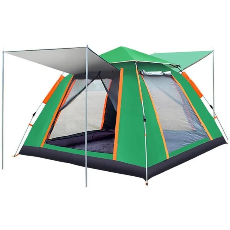 Cort Camping, 4 Persoane, 2 Usi 200 x 200 x 150 cm, Verde Deschis