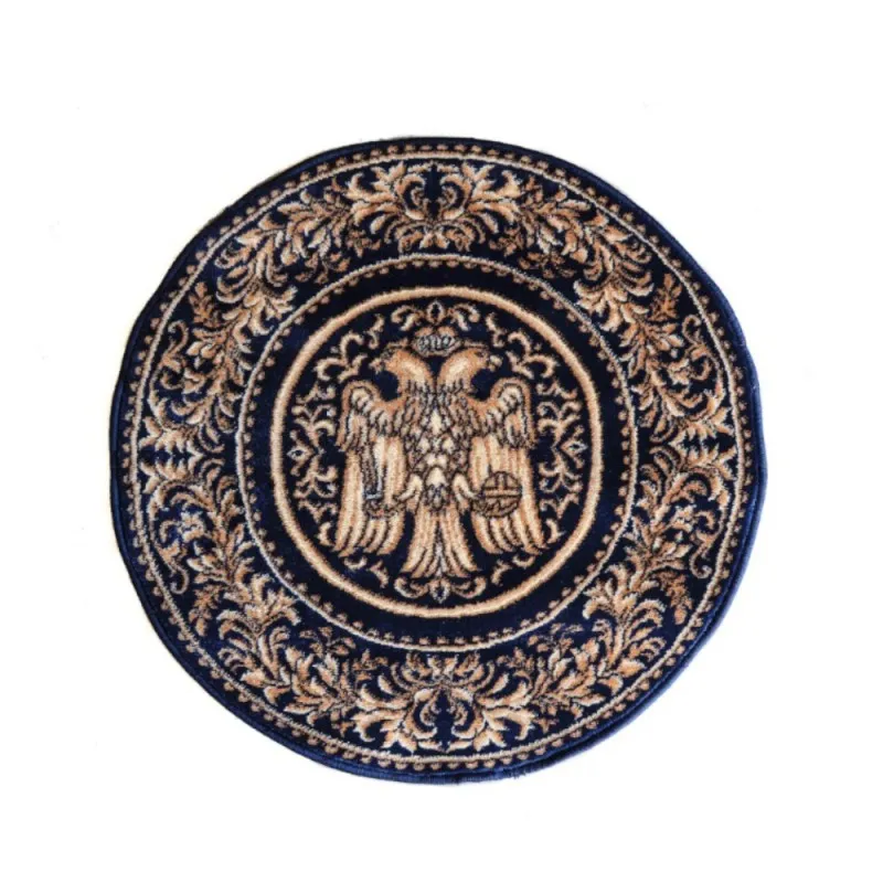 Covor Bisericesc Rotund, 100 cm x 100 cm, Albastru, Model Lotos