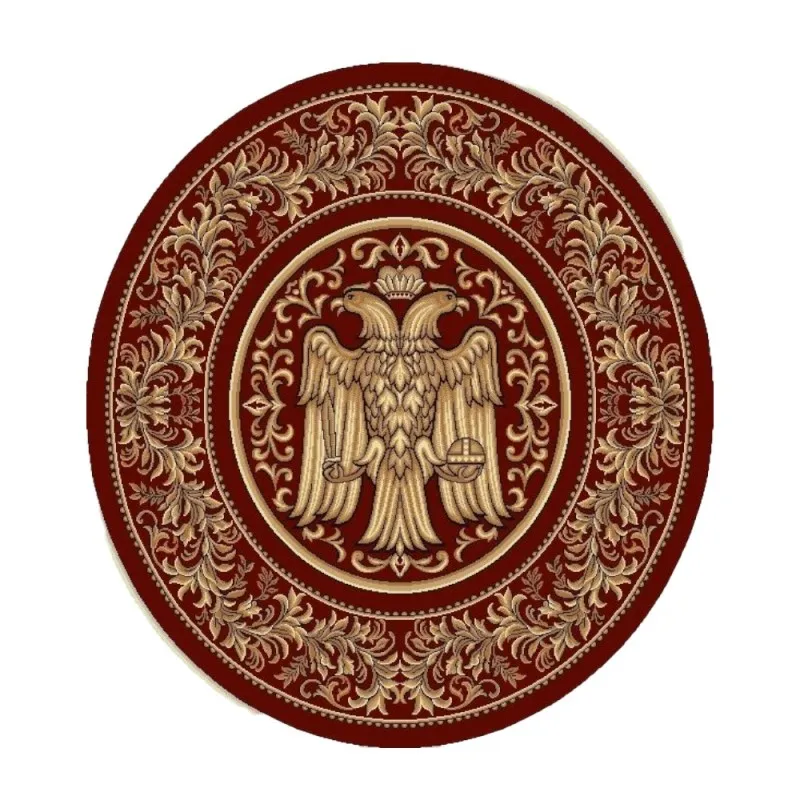 Covor Bisericesc Rotund, 200 cm x 200 cm, Rosu, Model Lotos