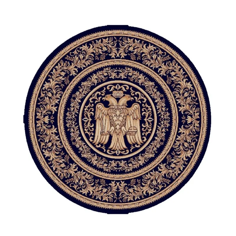 Covor Bisericesc Rotund, 67 cm x 67 cm, Albastru, Model Lotos
