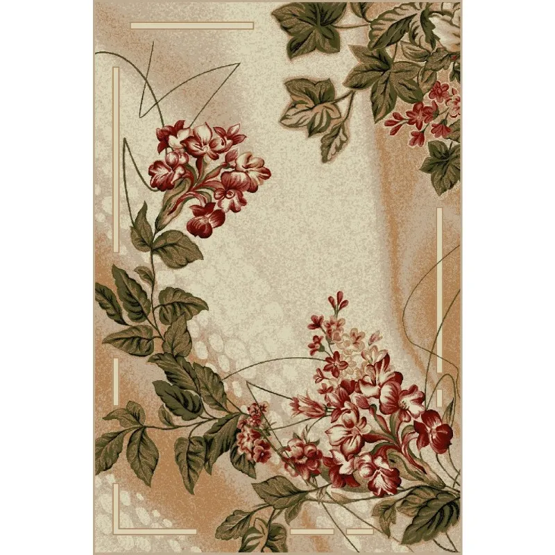 Covor Dreptunghiular, 100 x 200 cm, Crem / Maro, Lotos Model Floral 1511