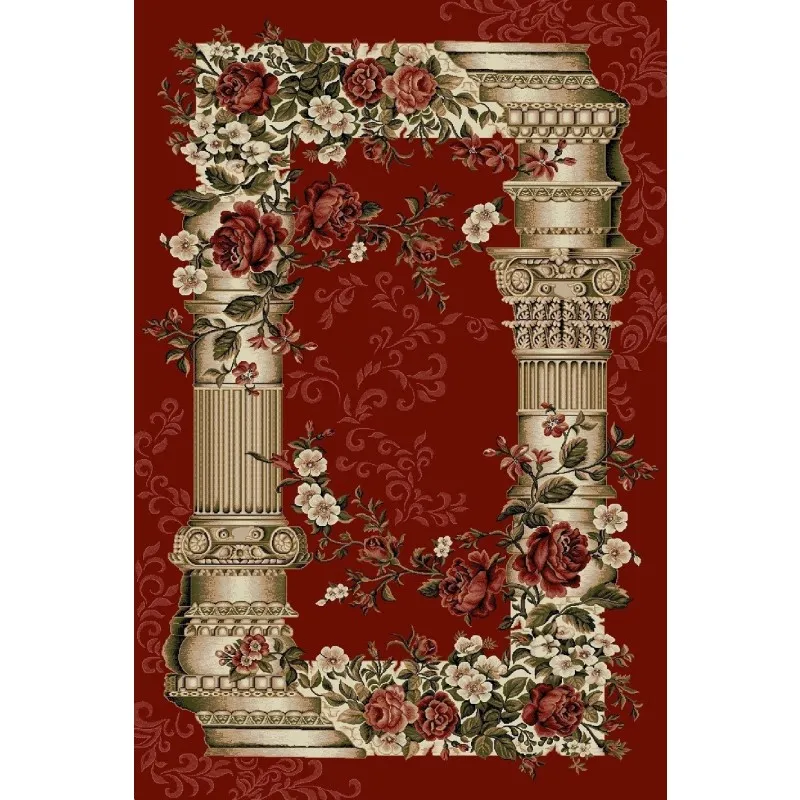 Covor Dreptunghiular, 120 x 170 cm, Rosu, Model Coloane Lotos 532