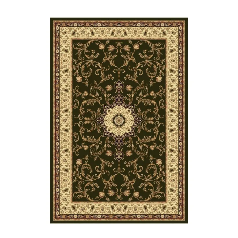 Covor Dreptunghiular, 120 x 170 cm, Verde / Crem, Model Lotos