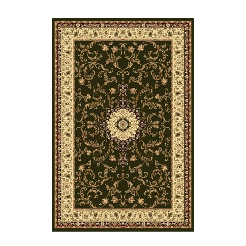 Covor Dreptunghiular, 50 x 80 cm, Verde / Crem, Model Lotos