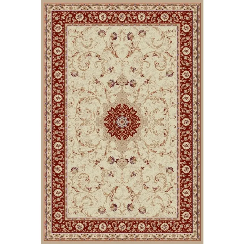 Covor Dreptunghiular, 80 x 150 cm, Crem / Rosu, Model Clasic Lotos 523/120