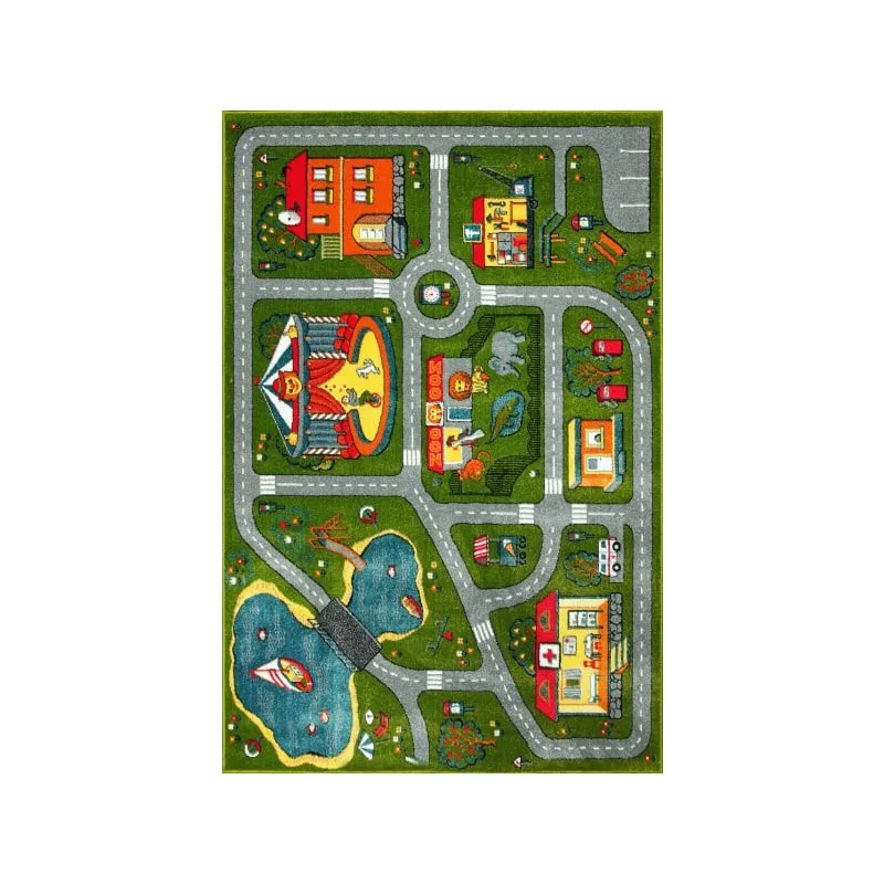 Covor Dreptunghiular pentru Copii, 240 x 340 cm, Verde, Kolibri Model Drumulete 11061