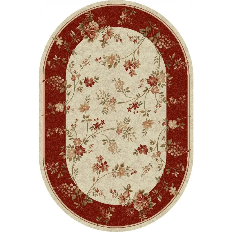 Covor Oval, 100 x 300 cm, Crem / Rosu, Lotos 551