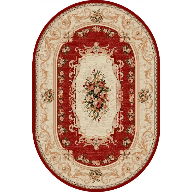 Covor Oval, 150 x 230 cm, Crem / Rosu, Lotos 523