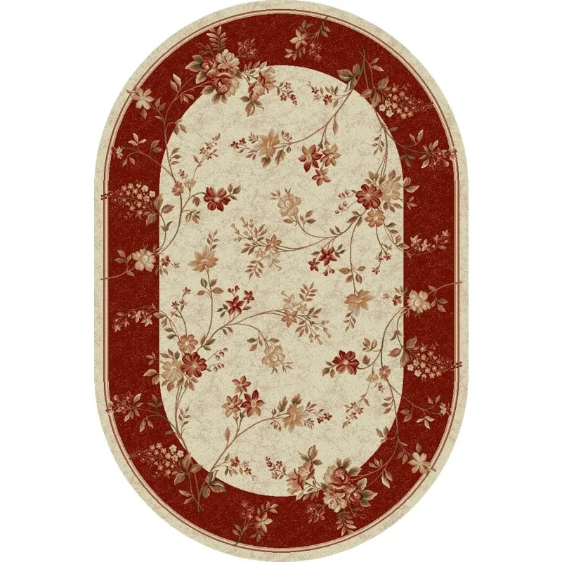 Covor Oval, 60 x 110 cm, Crem / Rosu, Lotos 551
