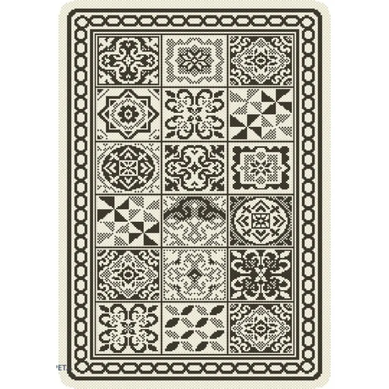 Covor pentru Bucatarie Negru/Bej, Antiderapant, 75 cm x 200 cm, Flex 19632-08