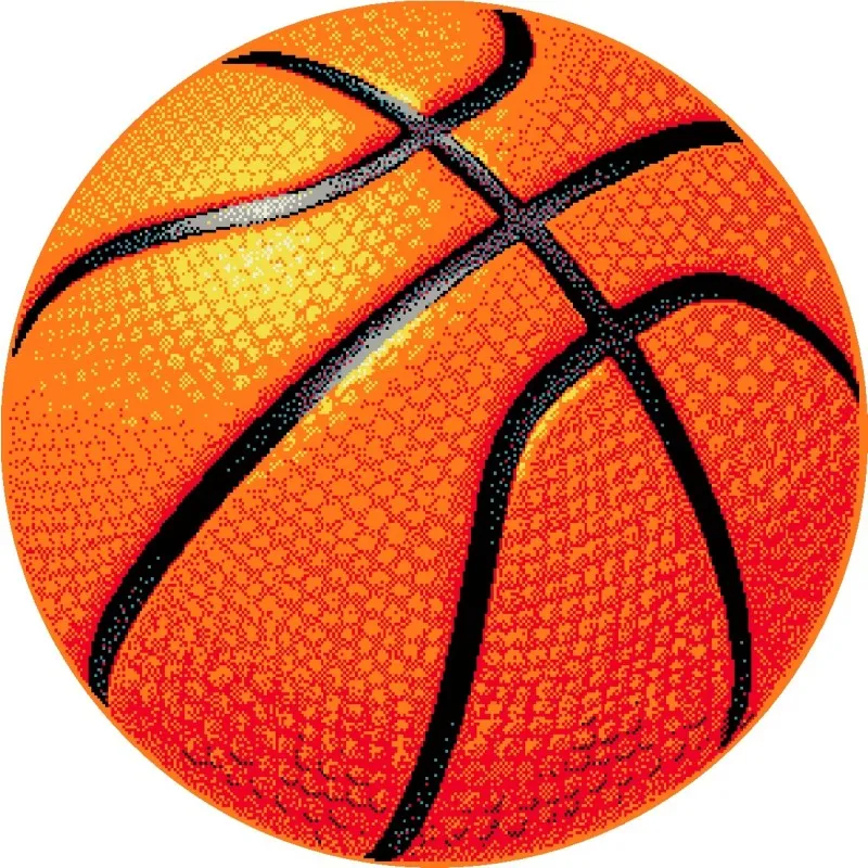 Covor Rotund, 67 x 67 cm, Portocaliu / Negru, Minge Baschet, Kolibri 11189