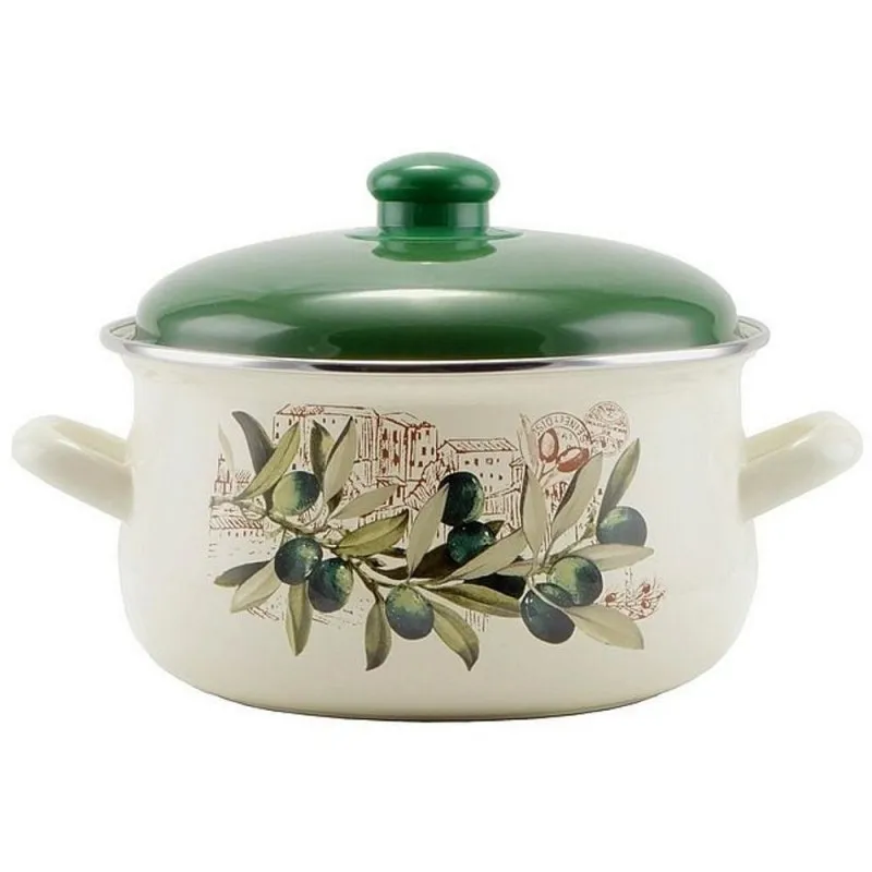 Cratita Emailata cu Capac, 20 x 12 cm, 3.3 l, Perfect Home