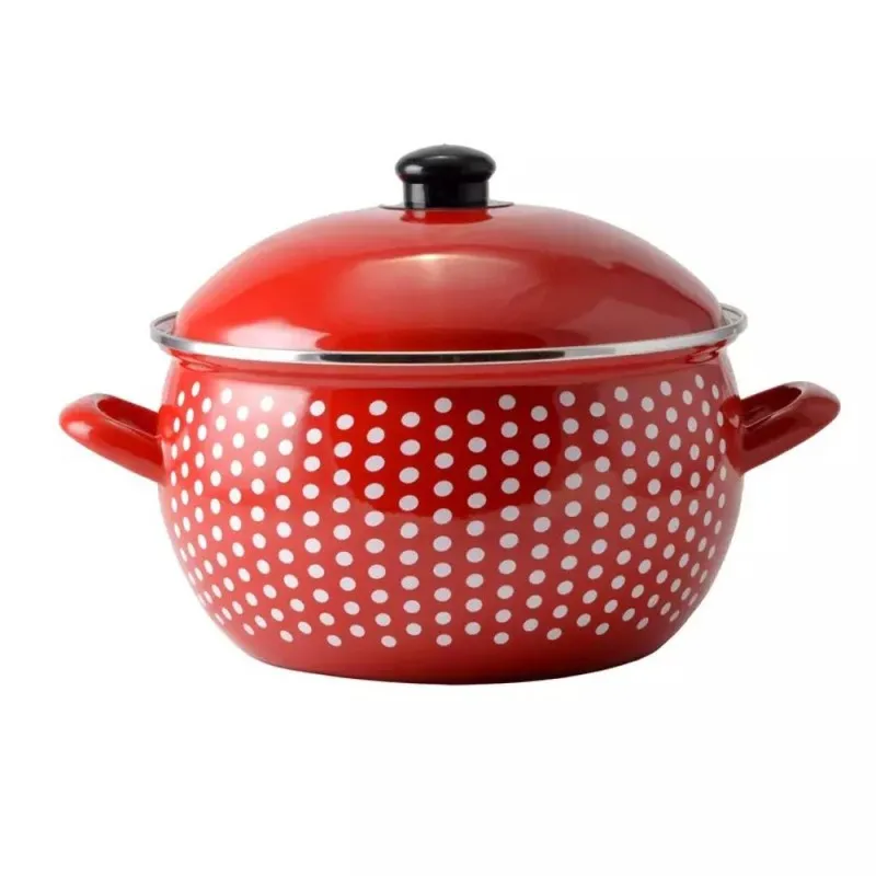 Cratita Emailata cu Capac, 24 x 15 cm, 6 l, Perfect Home