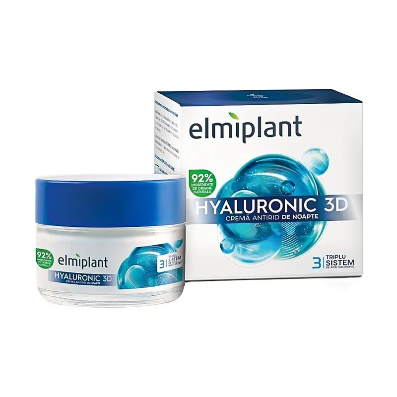 Crema Antirid de Noapte Elmiplant cu Acid Hialuronic, 50 ml