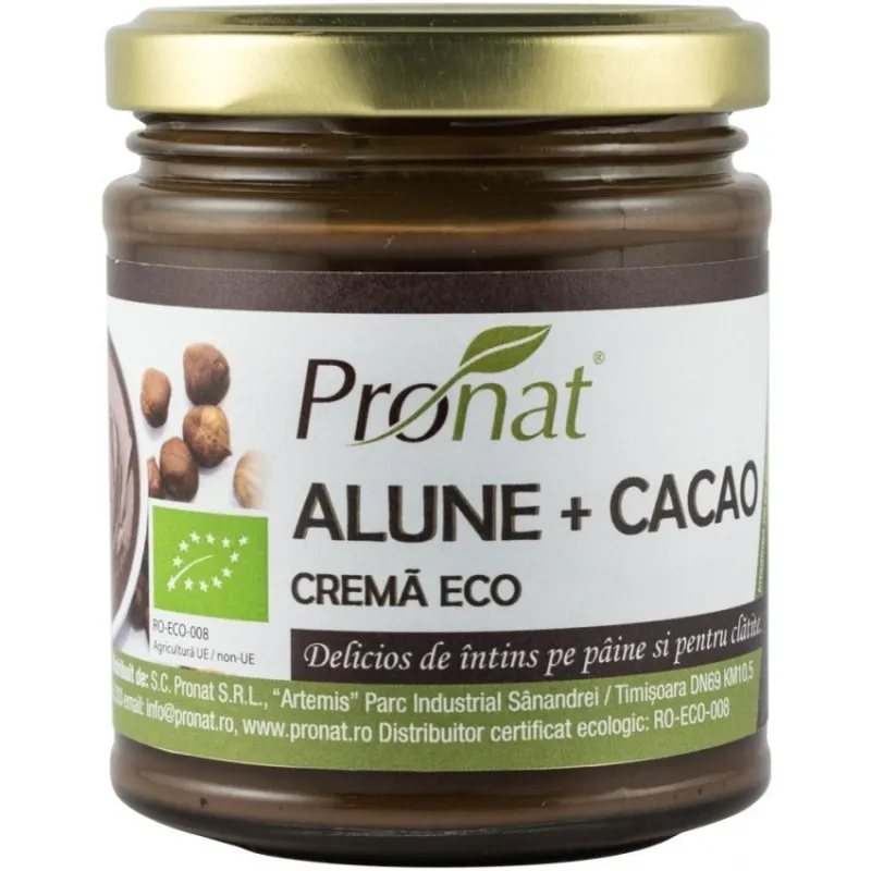 Crema BIO de Alune cu Cacao, Vegana 220 g, Pronat