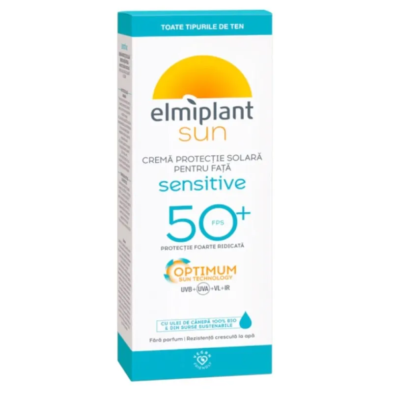 Crema Protectie Solara pentru Fata, Elmiplant Sun Sensitive SPF 50, 50 ml