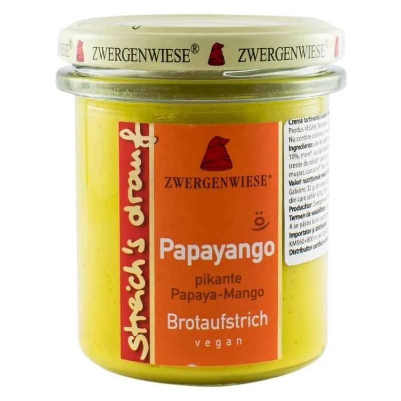 Crema Tartinabila BIO Vegetala, Papayango, 160 g, Zwergenwiese