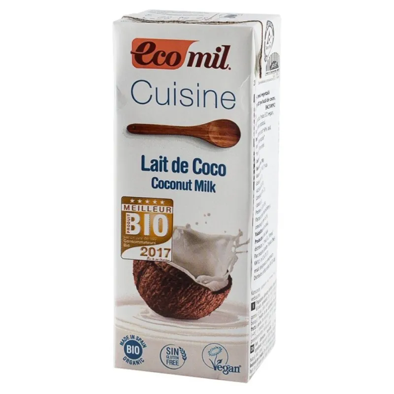 Crema Vegetala Bio pentru Gatit pe Baza de Cocos, Ecomil Cuisine, 200 ml