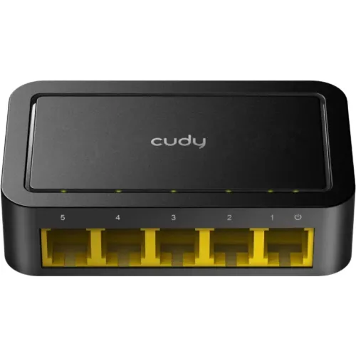 Cudy Switch Cudy FS105, 5 porturi 10/100 Mbps RJ 45, carcasa metalica, negru