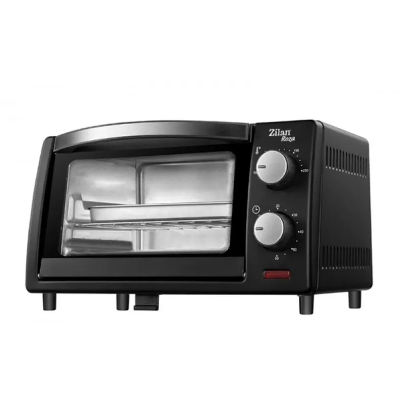 Cuptor Electric Mini Roza, Temporizator 60 Minute, Capacitate 9 l, Geam Dublu, Putere 800W, Negru