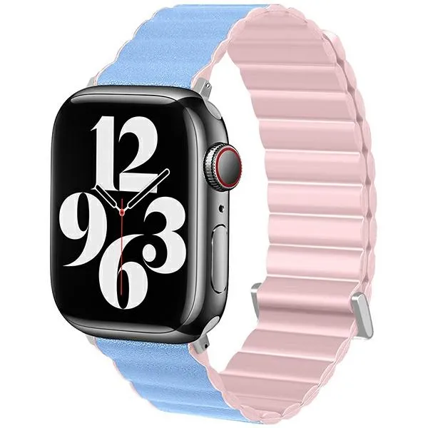 Curea Beline Magnetic Pro Strap compatibila cu Apple Watch 42/44/45/49mm, Roz / Albastru