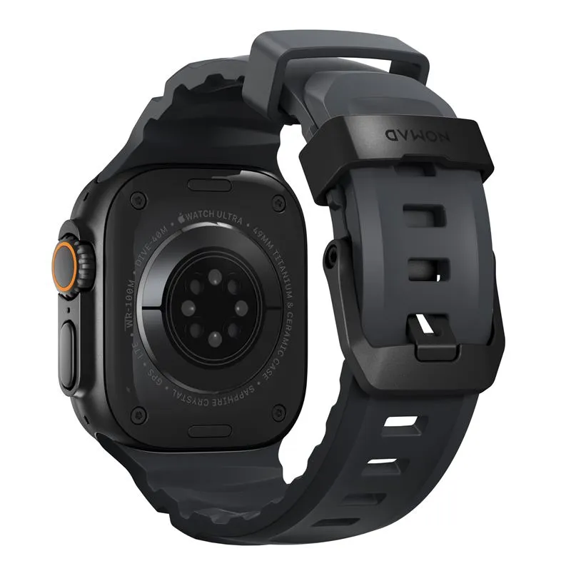 Curea cauciuc NOMAD Rocky Point compatibila cu Apple Watch 4/5/6/7/8/9/10/SE/Ultra1/2 42/44/45/46/49mm Storm/Black