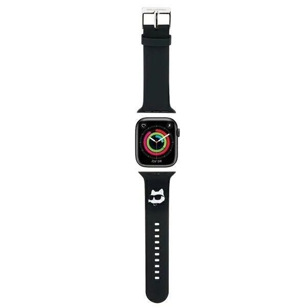 Curea Karl Lagerfeld Rubber Choupette Head 3D, compatibila cu Apple Watch 42/44/45/49mm, Negru