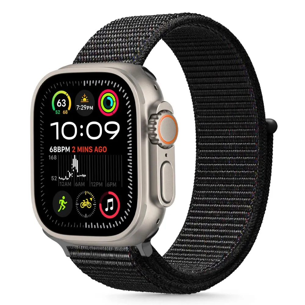 Curea material textil Tech-Protect Nylon compatibila cu Apple Watch 4/5/6/7/8/9/10/SE/Ultra1/2 42/44/45/46/49mm Black