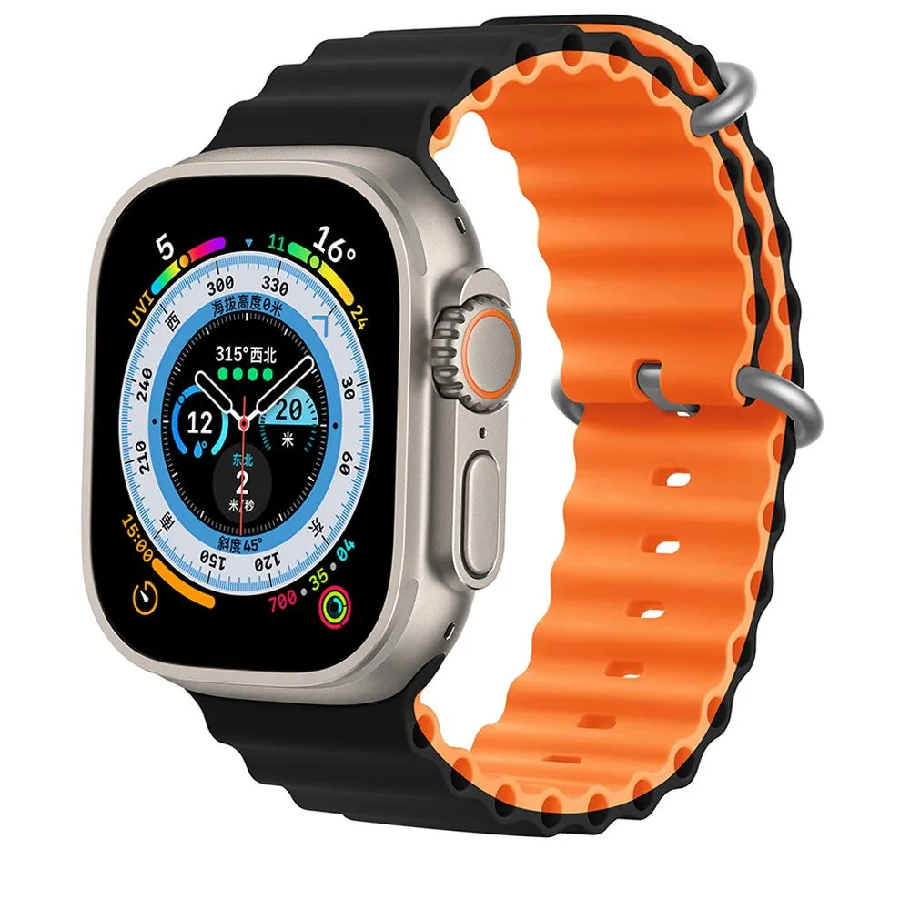 Curea plastic Tech-Protect Icon Pro compatibila cu Apple Watch 4/5/6/7/8/9/SE/Ultra1/2 42/44/45/49mm Black/Orange