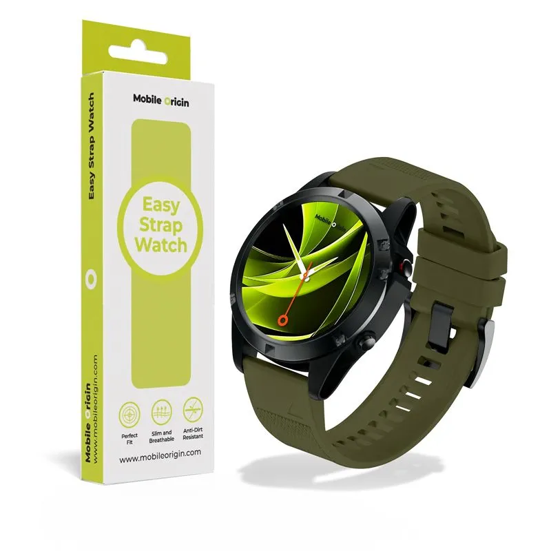 Curea silicon Mobile Origin Easy Strap compatibila cu ceasurile Garmin, 22mm, Dark Green