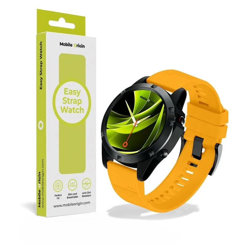 Curea silicon Mobile Origin Easy Strap compatibila cu ceasurile Garmin, 26mm, Galben