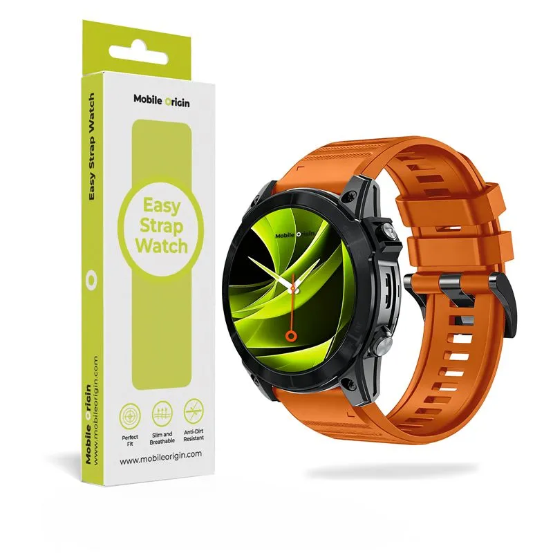 Curea silicon Mobile Origin Easy Strap Silicone compatibila cu ceasurile Garmin, 20mm, Portocaliu