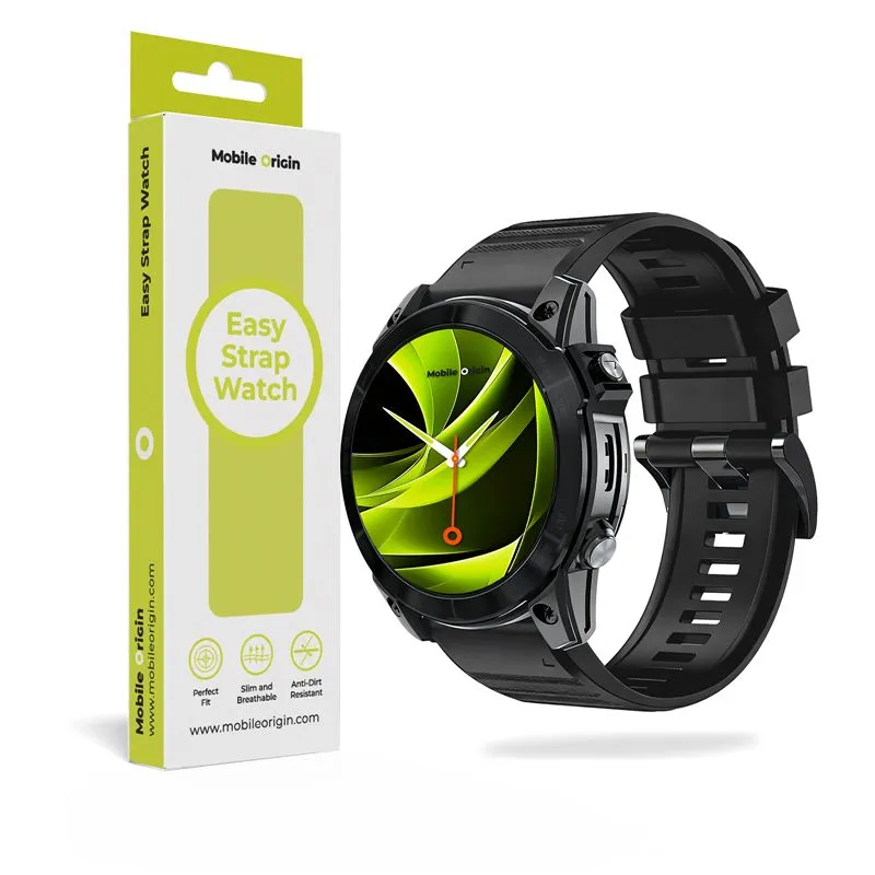 Curea silicon Mobile Origin Easy Strap Silicone compatibila cu ceasurile Garmin, 22mm, Negru