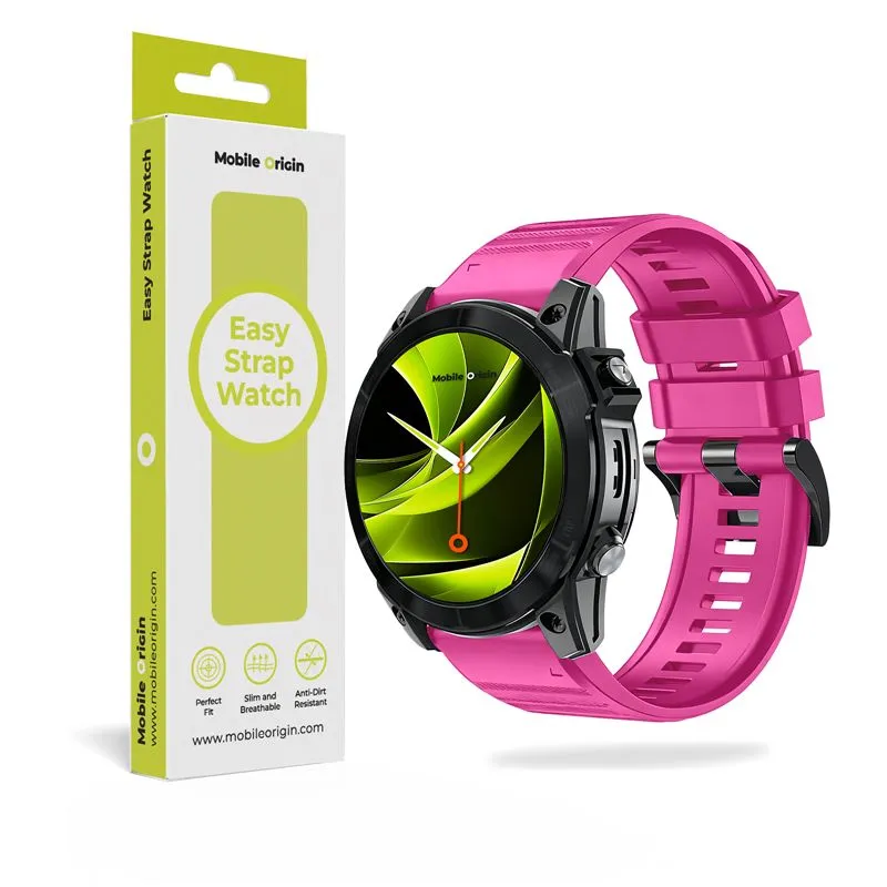 Curea silicon Mobile Origin Easy Strap Silicone compatibila cu ceasurile Garmin, 22mm, Roz