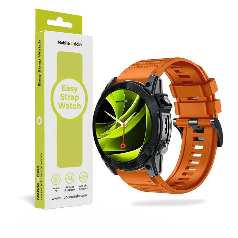 Curea silicon Mobile Origin Easy Strap Silicone compatibila cu ceasurile Garmin, 26mm, Portocaliu