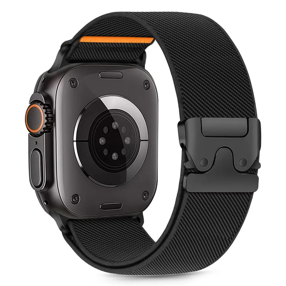 Curea Tech Protect Nylon Clasp compatibila cu Apple Watch 6/7/8/9/10/SE/Ultra 1/2, 44/45/46/49mm, Black