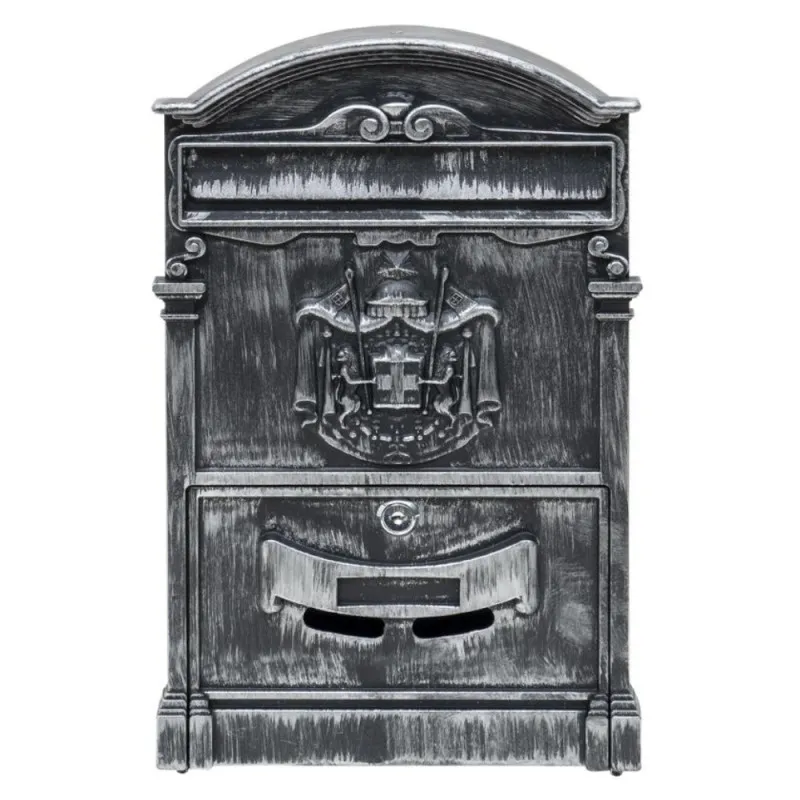 Cutie Postala pentru Exterior, Argintie, din Metal, 41 x 26 x 9 cm