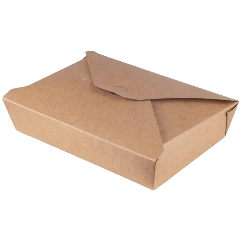 Cutii din Carton PE, 20 x 14 x 4.5 cm, Kraft, 1100 ml, 50 Bucati