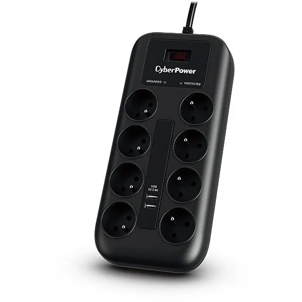 Cyber&nbsp;Power CyberPower Tracer III P0820SUF0-FR protector la supratensiune Negru 8 priza(i) AC 200 - 250 V 1,8 m