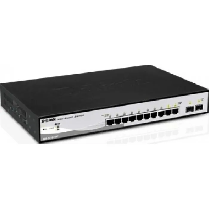 D-Link D-Link, Smart Switch 8 porturi 10/100/1000 Gigabit PoE, 2 porturi combo, Smart, Switching capacity 2