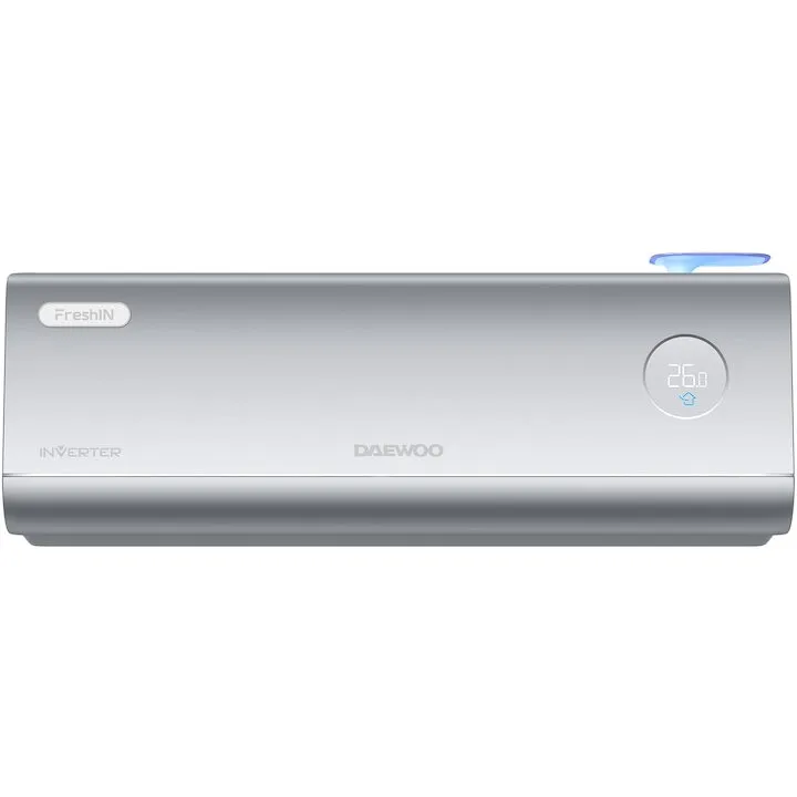 Daewoo Aparat de aer conditionat Daewoo DAC-12FRESH, 12000 BTU, WI-FI Fresh, Kit de instalare inclus (3m), Racire, Incalzire, I Feel, Turbo, Timer, Sleep, Eco Mode, Argintiu