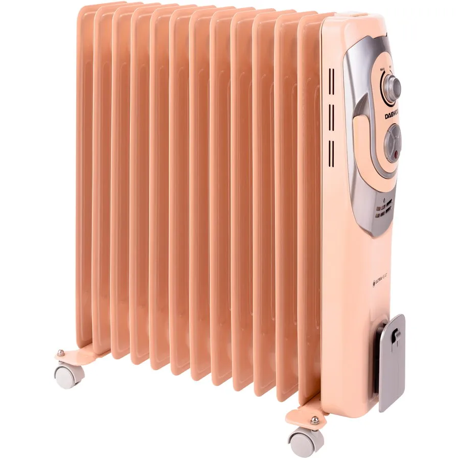 Daewoo Calorifer electric cu ulei Daewoo, 2500 W, 13 Elementi, 5 Canale de ulei, 3 Nivele de putere, Termostat reglabil, Protectie supraincalzire, Indicator luminos, Crem