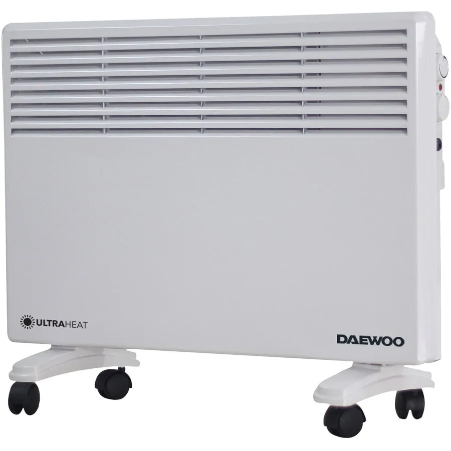 Daewoo Convector electric Daewoo DPH1500W, 1500 W, 2 trepte de putere, Protectie la supraincalzire, Termostat reglabil, Indicator luminos , Alb