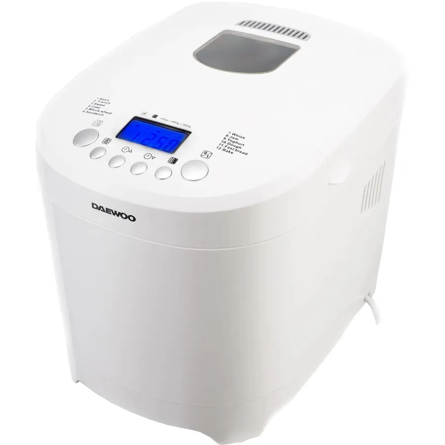 Daewoo Masina de paine Daewoo DBM600W, 600 W, 900 g, 2 nivele de rumenire, 12 programe, Timer, Alb