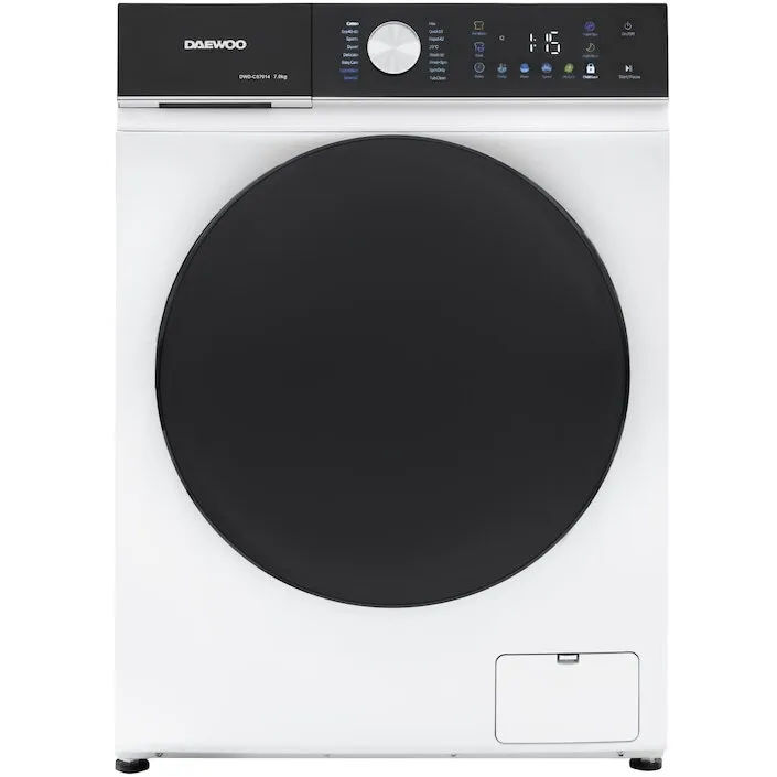 Daewoo Masina de spalat rufe Daewoo DWD-CS7014, 7 kg, motor inverter, 1400 rpm, clasa A-10%, 16 programe, butoane touch, panou de control, usa dubla, Alb