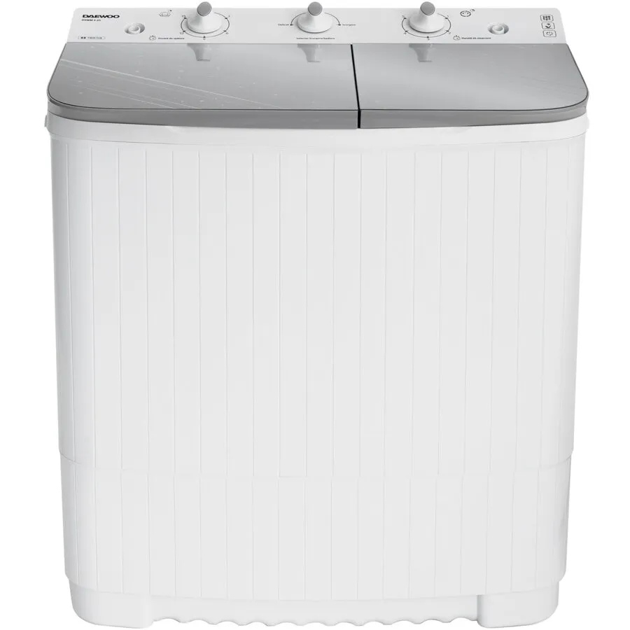 Daewoo Masina de spalat rufe semiautomata Daewoo DSWM 5.3S, Capacitate rufe uscate 5 Kg, Capacitate rufe storcere 2.5 Kg, Alb/Silver
