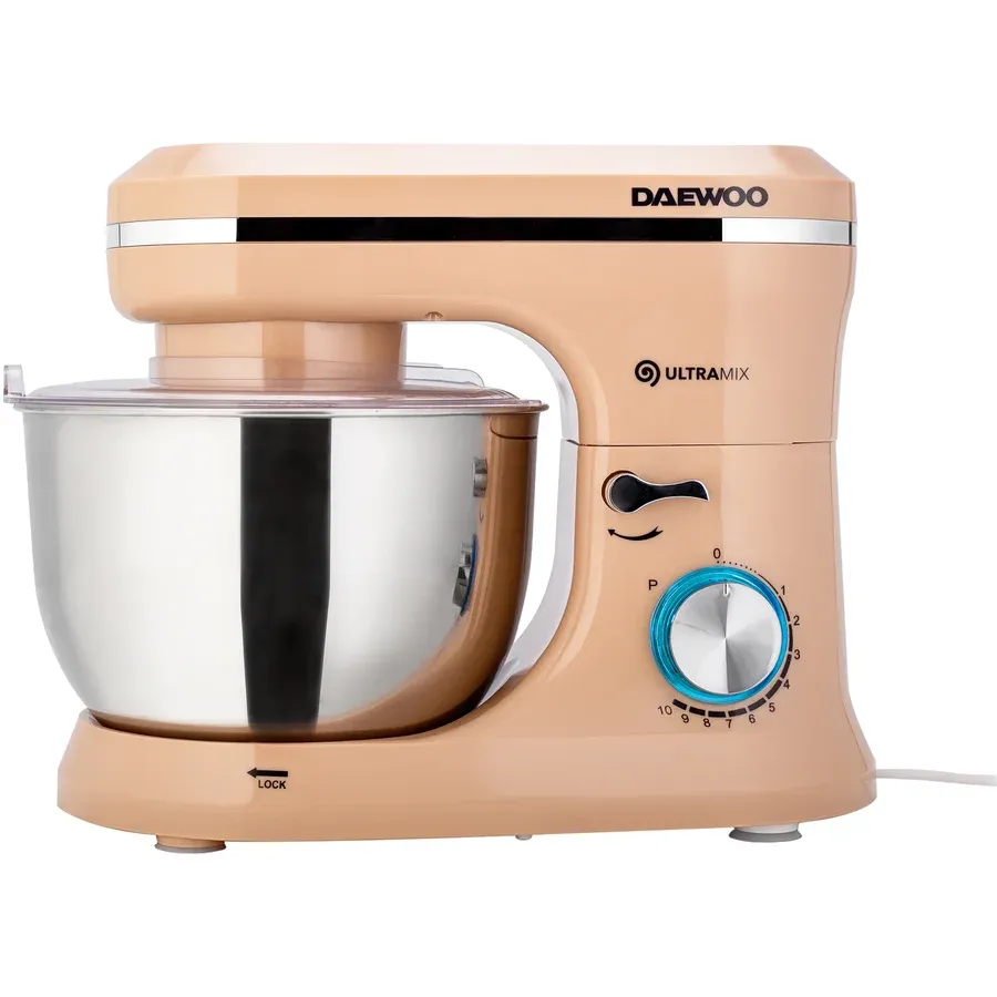 Daewoo Mixer cu bol Daewoo putere 1600 W, 10 viteze, capacitate bol 4.5 litri, bol rotativ, accesorii incluse:tel, carlig framantare, palete amestecare, picioruse antialunecare din silicon
